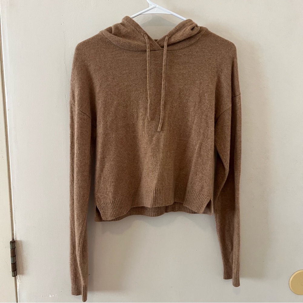 Reformation cropped camel cashmere hoodie